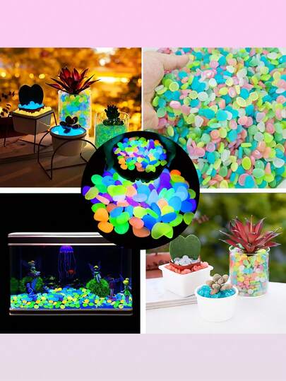 200pcs Multi-Color Solar Powered Glow In The Dark Pebbles, Luminous Stones For Landscape Decoration, Outdoor Decor - Suitable For Garden, Backyard, Patio, Lawn, Fish Tank, Aquarium, Pathway