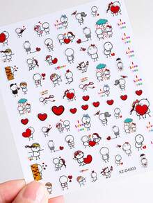 1 Sheet Valentine's Day Red Heart Nail Art Stickers Adhesive Sliders DIY Lip Rose Nails Polish Manicure Sticker Decals - Multicolor - View 5