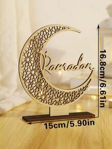 1 Stück Holz-Halbmond Dekoration für Ramadan, einfache Installation, Halbmond Schreibtisch Dekoration für Schlafzimmer, handgefertigtes Mond-Regal mit Sternen und Mustern, ideales Dekorationsgeschenk für Geburtstag, Abschluss, Eid, geeignet für Küche, Schlafzimmer, Zimmer, Esszimmer und Heimschreibtisch
