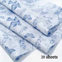 Giấy lụa bán trong suốt họa tiết hoa và chim màu xanh dương, kích thước 50*35cm, giấy lụa trang trí hoa và chim kiểu cổ điển, giấy gói quà ngày lễ, giấy trang trí tiệc sinh nhật, giấy gói quà cưới và lễ hội, giấy thủ công tự làm, giấy lụa trang trí hộp quà, vật tư đóng gói trang trí nhà cửa - Màu xanh lam - Xem 11