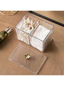 亚克力棉签盒，带盖浴室收纳罐套装，药剂师专用棉球、棉签、圆垫、牙线收纳罐