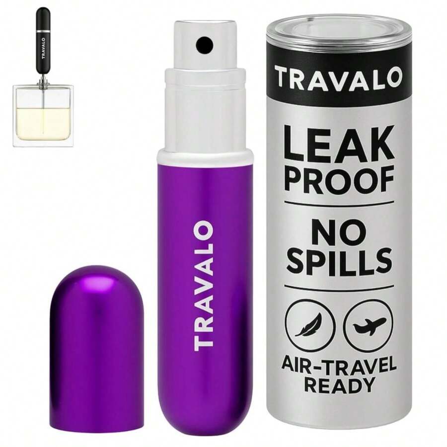 Travalo Classic HD Perfume Atomizer - Leak-Proof And TSA Approved For Air Travel - Reusable, Airtight, Easy-Fill Mini Pump Sprayer - Lightweight, Elegant Design W/Volume Window - Purple 0.17oz - Màu E - Xem 1