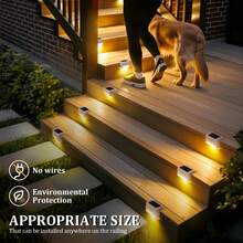 4/16件套太阳能甲板灯，防水户外装饰灯，太阳能花园灯，户外围栏灯，太阳能楼梯灯，暖白光LED灯，适用于户外楼梯、台阶、围栏、花园、阳台、露台和走道（白色），非常适合作为万圣节、圣诞节、感恩节礼物