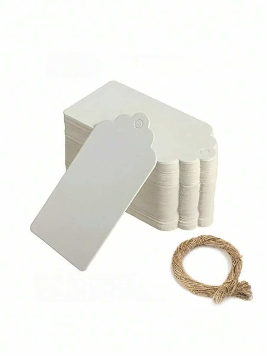 100个情人节快乐标签，配有黄麻绳，适用于贺卡、邀请函、礼品包装、情人节礼物、珠宝礼品标签，适用于蛋糕店、餐厅、精品店、商店等。 - 查看 1