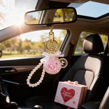 Preserved Flower Keychain, Inlaid Pearl, Creative Souvenir, Bag Pendant, Gift For Her, Gift For Him, Valentine's Day Gift, Birthday Gift, Christmas Gift, Preserved Flower, Car Decor