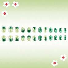 PrettyCute Flower Frog Green Fashionable Fresh False Nails 24 Pieces Nail Art Set - 2XB1-13244 - Xem 4