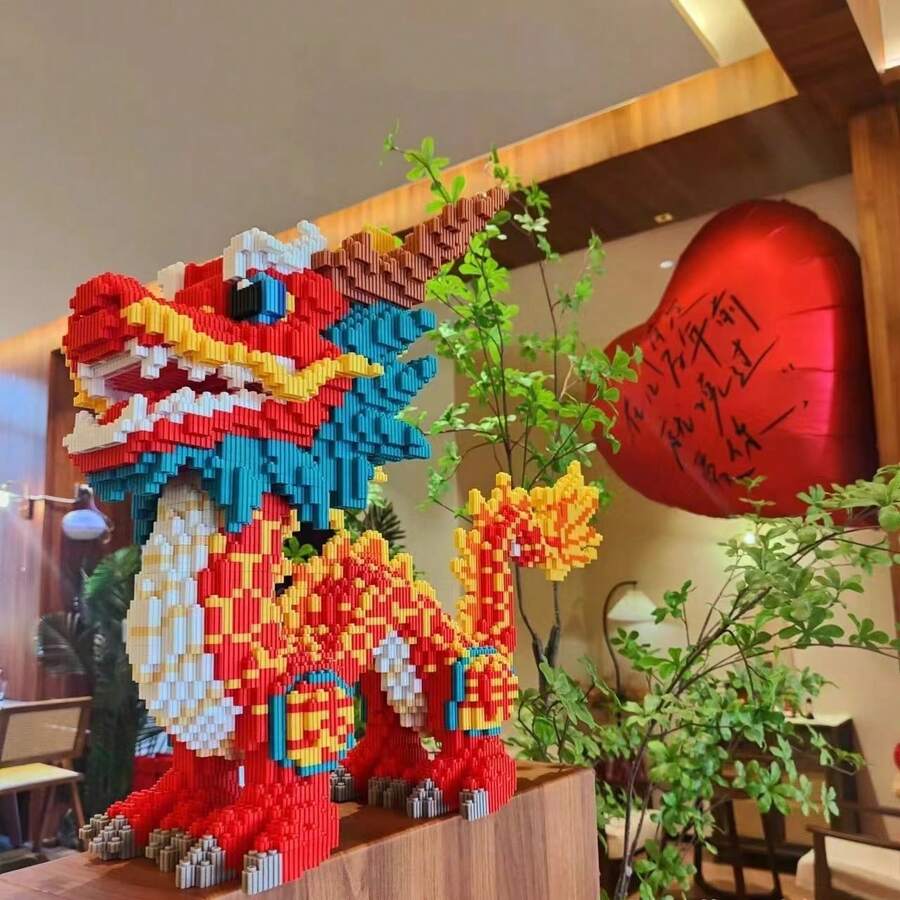 12000片龙形积木玩具拼图 3D拼图装饰 长城龙 可爱龙形积木玩具 高难度拼图 圣诞礼物 万圣节礼物 复活节礼物 生日礼物 派对和送礼佳品