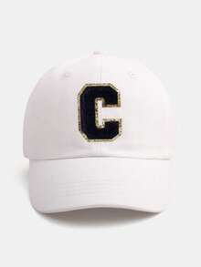 1PC Personalized Initial Letter Baby Baseball Cap (A-Z Options) - White Adjustable Daily Sun Hat For 3 Months To 2 Years, Toddler Cap With Brim - White - View 43