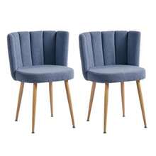 Beige Dining Chairs Set Of 2, Upholstered Kitchen Chairs, Mid Century Modern Sherpa Side Chairs For Living Room Vanity - 霧霾藍 - 查看 2