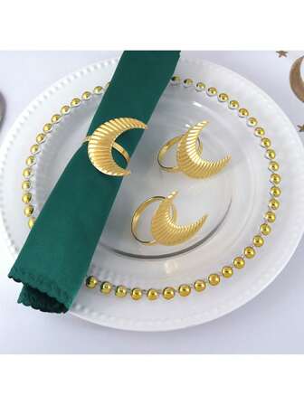 4/6 piezas Anillos para servilletas con diseño de luna de Eid Ramadán, decoración clásica y duradera para la mesa de Ramadán (Eid Al-Fitr), decoración de mesa para fiestas, reuniones en el hogar, centros de mesa de hotel, portaservilletas para banquetes