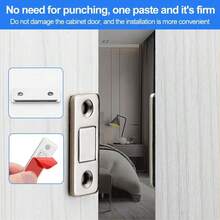 磁性门吸，2个装，超薄橱柜门磁铁，自粘磁性门吸，不锈钢橱柜磁铁，适用于厨房橱柜衣柜 - 銀色 - 查看 9