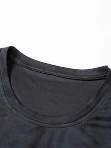 修身灰黑红扎染渐变短袖T恤，透气男士夏季运动健身T恤 - 紅色 - 查看 6