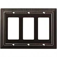 Franklin Brass W35226-SN-C Classic Architecture - Placa de pared para decoración triple/placa de interruptor/cubierta, ní satinado(Venetian Bronze Decorador triple) - Multicolor - Ver 2