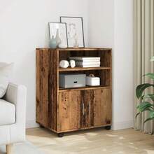 vidaXL Armoire à roulettes vieux bois 60x48x81 cm ingénierie du bois - Tabac - Voir 2