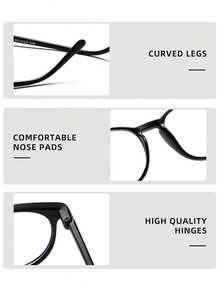 1 pieza Gafas unisex negras de plástico ligero para computadora/juegos/TV/teléfono, con lentes transparentes, montura de gafas de moda adecuada para uso diario y trabajo - Multicolor - Ver 5