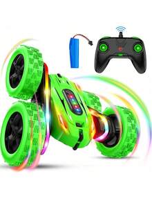 1pc Remote Control Car Toy (For 4-6 Years Old Boys), 360° Rotating Dual-Sided RC Car With LED Headlights, 4WD 2.4GHz Electric Rechargeable Toy Car, Upgraded Version With Bar Light & Headlights, All-Terrain Rechargeable Truck, Outdoor Beach Toy, Suitable For 3-12 Years Old Boys & Girls, Birthday/Christmas/Halloween/Easter/New Year Gift - Multicolor - View 9