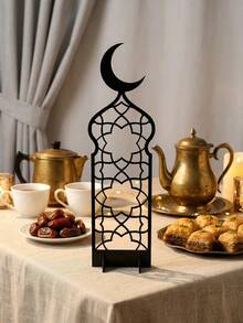 1pc/3pcs Set Crescent Moon Acrylic Desktop Decor, Islamic Style Pattern With Modern Vibe, Suitable For Placing On Desks, Shelves, And Fireplace Mantles. Can Be Used As Islamic Home Decor, Ramadan Decoration, Eid Al-Fitr Ornament, And Ramadan Gift. - Black - View 10