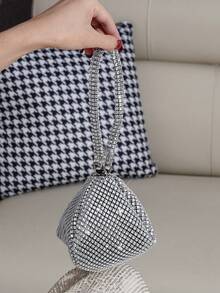 Mini Clutch Bag With Rhinestone Decor, Elegant Handbag For Women, Suitable For Party, Event, Daily Use, Dating, Shopping, Can Be Used As Coin Purse, Fashion Handbag - Silver - View 5