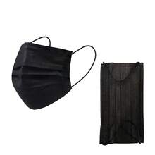 Engångsmask, andningsbar, mjuka breda öronöglor, lämplig för vuxna män och kvinnor - svart - Visa 2