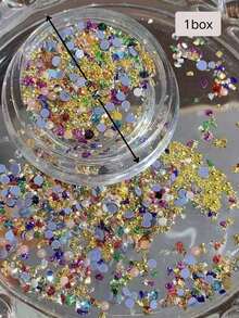 1盒美甲配件套装 - 彩色珠子、珍珠、水钻、美甲饰品、美甲装饰、Y2K美甲用品 - 彩色 - 查看 2