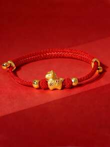 1pc/ Natural Stone Bracelet, Zodiac Horse, Money Coming Soon, Red Bracelet, Hand-Woven, Adjustable Size, Exquisite Red String Bracelet, An Ideal Gift For Friends During Festivals And Gatherings - Pony Woven Bracelet - View 14