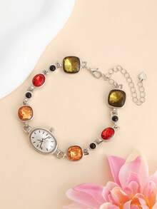 1pc Fashionable High-End Elegant Zirconia Chain Women's Watch, Exquisite And Versatile For Daily Wear - Multicolor - View 4