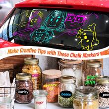 8-Color Fluorescent Liquid Chalk Markers, Dustless Liquid Chalk Pens For Chalkboard, Neon Blackboard, Menu Board, Windows, Glass - Great For Creative Expression! - Square-nozzle Liquid Chalk - View 2