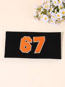 1 pieza Diadema para niñas con diseño del número 67 / estampado de eslogan, estilo cómodo y de moda casual, diseño creativo, minimalista y fresco, accesorio de cabello personalizado - Multicolor - Ver 3