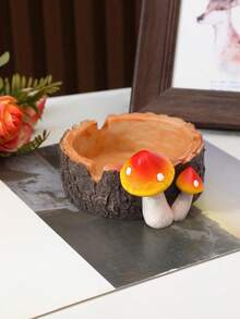 1pc Mushroom Shaped Resin Ashtray, Creative Office Living Room Coffee Table Home Decor Craft, Gift For Boyfriend On Valentine's Day, Girlfriend On Valentine's Day - Multicolor - View 3