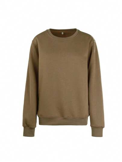 Sudadera casual de manga larga de cuello redondo de unicolor versátil para hombres
