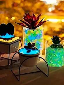 500pcs Luminous Garden Pebbles, Colorful Glow Stones, Suitable For Garden Lawn, Yard, Home Outdoor Path, Corridor And Aquarium Decoration. Glow Stones Are Great For Fish Tank, Walkway, Flower Bed, Potted Plants, Driveway DIY Design, Home Decor And Christmas Decoration (Random Color And Style) - Multicolor - View 6