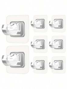 8-Pack No-Drill Self-Adhesive Curtain Rod Holders Nail-Free Adjustable Curtain Rod Hooks Bathroom Kitchen Hotel Curtain Hooks Home Decoration - 黏性支架夾 - 8 個 - 查看 6