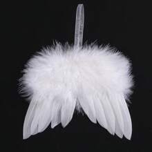 2/10/5pcs White Feather Angel Wing Ornaments, Christmas Tree Hanging Decorations, Suitable For DIY Craft Decoration, Wedding Decoration, Handmade Accessories, Study/Bedroom/Lobby Hanging Decoration, Carnival Feathers, Wreath Accessories, Perfect For Christmas Home Party Decoration. - White - View 6