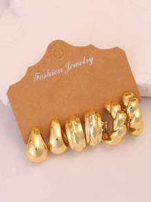 6/18 Stück Ohrringe Set für Frauen, inklusive Blumen, runde Twist, Herz, Tränenform, geflochtene, diverse C-Form Designs, hypoallergene goldfarbene Ohrringe, modisch & elegant, geeignet für Alltag, Party, Geschenk für Freundin, Mutter - Gold - Übersicht 5