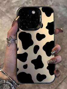 奶牛图案时尚金属银色手机壳，兼容 15 Pro Max、16/11/13 Pro/15 Pro/15/13 Pro Max，防震材质，兼容 14/13/12，全包式，兼容 12 Pro Max - 彩色 - 查看 1