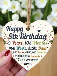 1 Peça Presente de Aniversário para Filhas/Filhos/Casais, Placa de Coração de Madeira, Decoração de Festa, Artesanato, Ornamentos, Decoração de Cena, Presente Ideal para Melhores Amigos, Decoração de Festa de Feriado (Com Corda) - Multicolorido - Visão 6