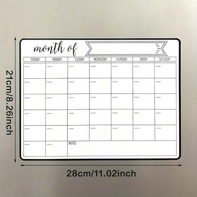 1 Set Magnetic Refrigerator Calendar - Strong Magnetic Backing, Smooth Dry-Erase Surface, Practical Calendar, Whiteboard - Great For Kitchen Organization, Meal Planning, Family Scheduling, Reminders And Fridge Notes (Includes 8 Color Pens)