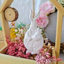 DIY树脂模具胡萝卜兔子挂件吊坠，日常装饰挂件，复活节兔子氛围装饰挂件，硅胶模具，适合DIY手工制作，兔子元素挂件饰品制作 - 白色 - 查看 8