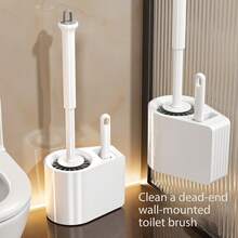 1 Set Wall-Mounted Toilet Brush Without Drilling, Essential For Cleaning Home And Office Bathrooms. These Space-Saving Toilet Brushes Can Be Stored In Tight Spaces And Come With Multiple Brush Heads. Compact, Effortless, And Space-Saving, A Cleaning Assistant For Moms.