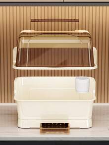 1pc Large Kitchen Draining Bowl Cabinet With Cover, Dish Rack For Bowls, Plates, Cutlery, Home Storage Organizer - Multicolor - View 6