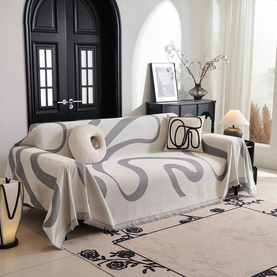 HOME Funda de sof bohemia, sper suave, para sof de 2 a 3 cojines, moderna funda de sof jacquard gris, funda de futn para sof seccional, 71 x 118 pulgadas, curva gris - 71x118Curvagris - Ver 1