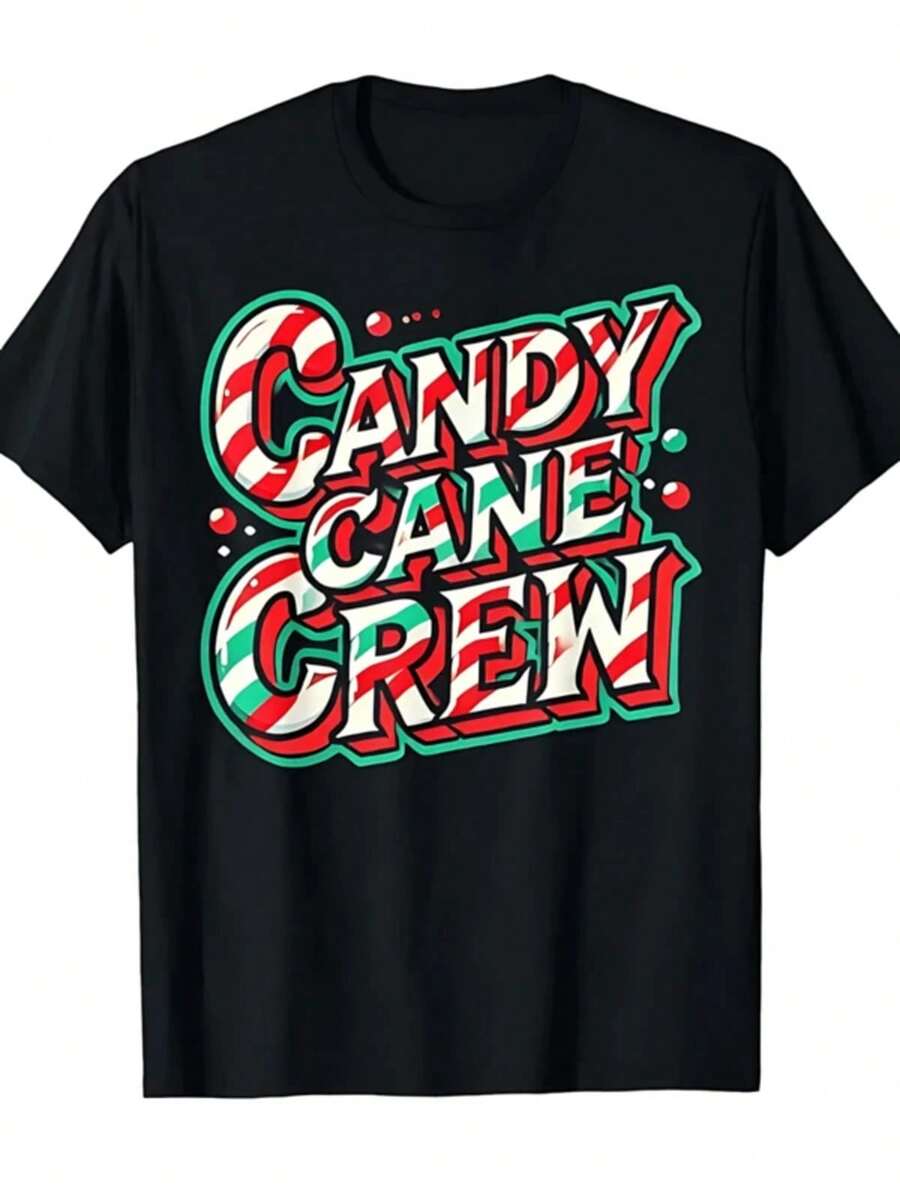 Regalo de Año Nuevo 2026: Camiseta de manga corta nuevaEstas camisetas de manga corta de algodón puro de alta calidad para niño presentan un divertido estampado de bastones de caramelo que transmite un ambiente festivo. Suaves y transpirables, son ideales para uso casual y celebraciones navideñas.Camisa de manga corta de algodón puro de gramaje pesado de 200 g - Negro - Ver 1