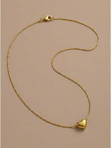 3D Heart Pendant Necklace For Women - Dainty Gold Layering Choker, Coquette Core & Minimalist Everyday Jewelry (Adjustable Chain,  Viral Gift) - Silver - View 5