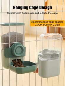 New Hanging Style Automatic Small Pet Feeder & Water Dispenser, 1L Gravity Pet Feeder And Water Bowl Set, Suitable For Rabbits, Puppies, Cats, Ferrets, Detachable Design, Fully Washable, Hanging Cage Design, Can Be Used Inside And Outside The Cage