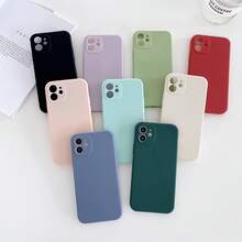 Compatible OPPO A5 Phone Case A5 PRO Liquid Silicone Vibrant Straight Edge 5G Matte 0PP0 A5 Cover Protective Case - 魔術方塊直邊-淡青色 - 查看 3