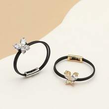 1pc Cute Sweet Women's Ring Fashion Invisible Transparent Line Pretty Butterfly Zirconia Ring Jewelry Party Gift - Multicolor - View 3