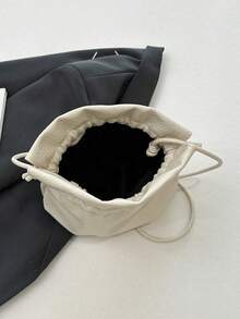 Women's Casual Versatile Drawstring Bucket Bag - Beige - View 4