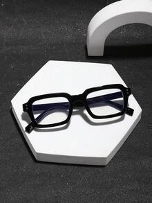 1副男士方形眼镜框，聚碳酸酯镜框，防疲劳防眩光，休闲风格，适合居家办公，带眼镜盒 - 彩色 - 查看 8
