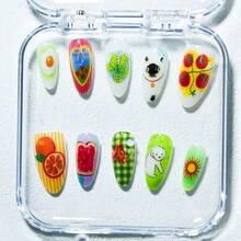 A Box Of 10 Traditional Handmade Armor Pastoral Cute Cartoon Cat Puppy Fish Enthusiastic Sun Sweet Tomato Orange Flowers Delicious Poached Eggs - 可愛的卡通 - 查看 5