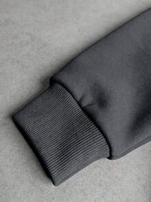 Áo nỉ thể thao nam thường ngày - Màu trơn, tay dài, vải dệt kim, dáng chữ H, thích hợp cho leo núi và các hoạt động ngoài trời, chất liệu polyester, cổ tròn, áo khoác thể thao mùa thu/đông. - Màu xám đen - Xem 5